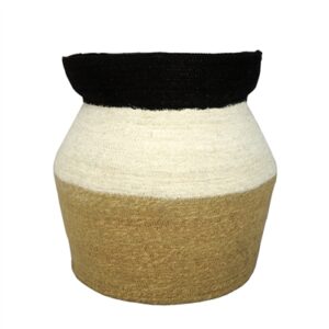 Seagrass Basket H 19.50" x Dia 17" Black, White, & Natural -ST - BLACK, NATURAL & WHI - BLACK, NATURAL & WHI