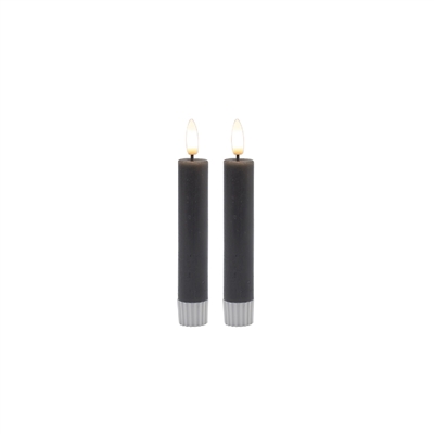 2 pc Sm Gray Flameless Taper Candle- ST - Gray - Imagen 2
