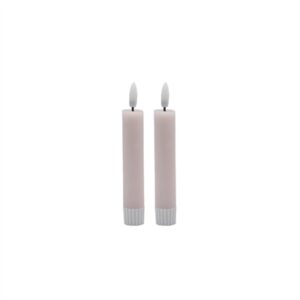 2 pc Sm Pink Flameless Taper Candle- ST - Pink