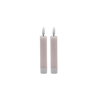 2 pc Sm Pink Flameless Taper Candle- ST - Pink