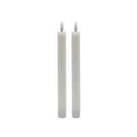 2 pc Med White Flameless Taper Candle - White
