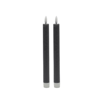 2 pc Med Gray Flameless Taper Candle - Gray