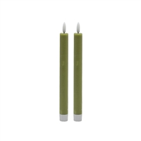 2 pc Med Green Flameless Taper Candle - Green