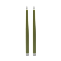 2 pc Tall Green Flameless Taper Candle - Green