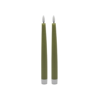 2 pc Pointed Green Flameless Taper Candle - Green