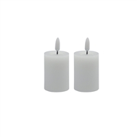 2 pc Set White Flameless Pillar Candle - White