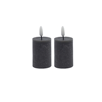 2 pc Set Gray Flameless Pillar Candle - Gray