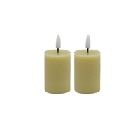 2 pc Set Champagne Flameless Pillar Candle - Champagne