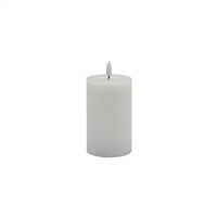 Small White Flameless Pillar Candle - White