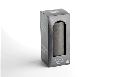 Large Gray Flameless Pillar Candle - Gray - Imagen 3
