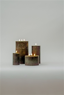 Large Gray Flameless Pillar Candle - Gray - Imagen 4