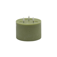 3 wick Small Green Flameless Candle - Green