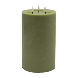 3 wick Large Green Flameless Candle - Green