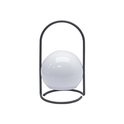 Gray Flameless Outdoor Lantern Circular Candle- A - Gray