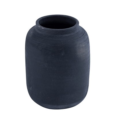 Black Terracotta Urn/Jar - Black - Imagen 2