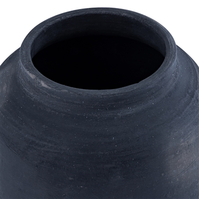 Black Terracotta Urn/Jar - Black - Imagen 3