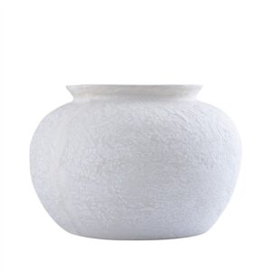 Paper Mache Pot Natural White Dia 11.02” - NATURAL WHITE - NATURAL WHITE