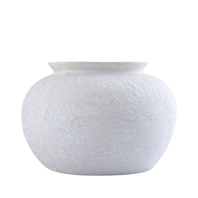 Paper Mache Pot Natural White Dia 11.02” - NATURAL WHITE - NATURAL WHITE