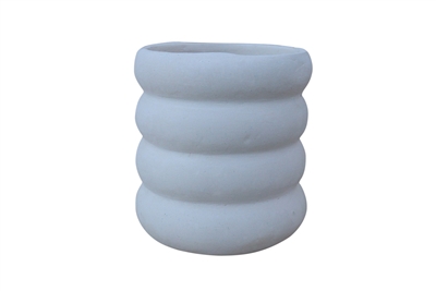 Paper Mache Vase Natural White Dia 5.12” - NATURAL WHITE - NATURAL WHITE