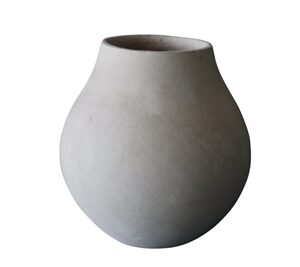 Paper Mache Vase White Dia 9.06” - NATURAL WHITE - NATURAL WHITE