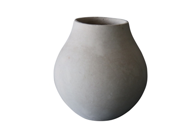 Paper Mache Vase White Dia 9.06” - NATURAL WHITE - NATURAL WHITE