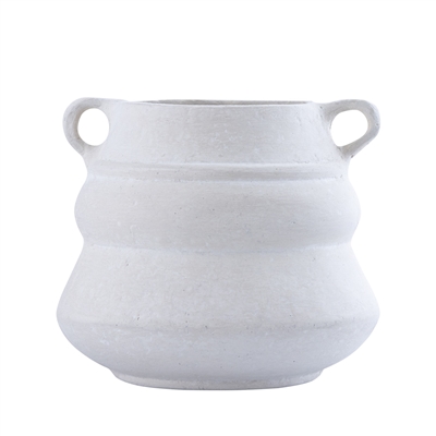 Paper Mache Vase Natural White Dia 8.46” - NATURAL WHITE - NATURAL WHITE