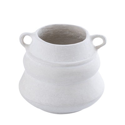 Paper Mache Vase Natural White Dia 8.46” - NATURAL WHITE - NATURAL WHITE - Imagen 2