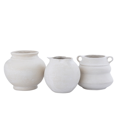 Paper Mache Vase Natural White Dia 8.46” - NATURAL WHITE - NATURAL WHITE - Imagen 4