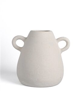Paper Mache Vase White Dia 8.66” - NATURAL WHITE - NATURAL WHITE