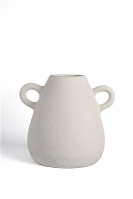 Paper Mache Vase White Dia 8.66” - NATURAL WHITE - NATURAL WHITE