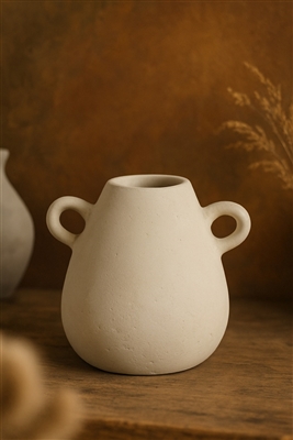 Paper Mache Vase White Dia 8.66” - NATURAL WHITE - NATURAL WHITE - Imagen 5
