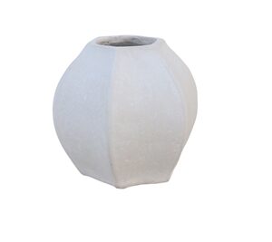 Paper Mache Vase White Dia 9.25” - NATURAL WHITE - NATURAL WHITE