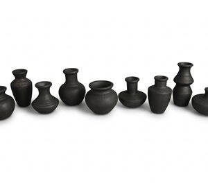 Terracotta Mini Vase Set of 9 - Black Dia 12.6” - Black