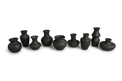 Terracotta Mini Vase Set of 9 - Black Dia 12.6” - Black