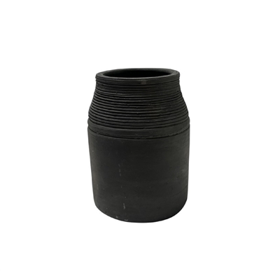 Terracotta Vase Natural Black H 6.3" & Dia 5.5"- ST - Black