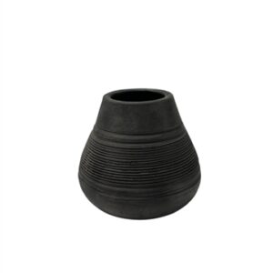Terracotta Vase Natural Black H 5.5" & Dia 6.3"- ST - Black