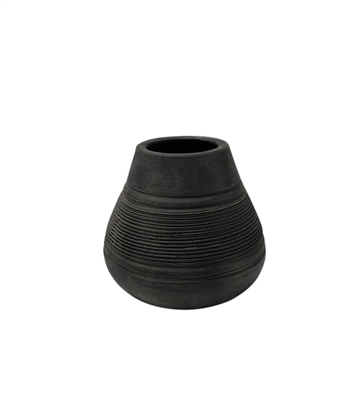 Terracotta Vase Natural Black H 5.5" & Dia 6.3"- ST - Black