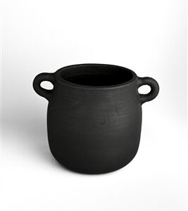 Terracotta Vase Natural Black H 8.1" & Dia 6.7" - Black
