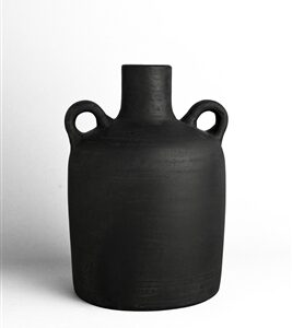 Terracotta Vase Natural Black H 9.8" & Dia 6.9" - Black