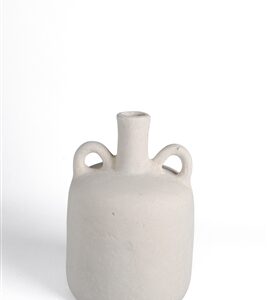 Paper Mache Vase Eco Mix White H 9.8" & Dia 6.9" - White