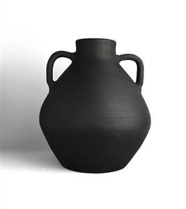 Terracotta Vase Natural Black H 13.6" & Dia 11.8" - Black