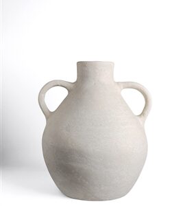 Paper Mache Vase Eco Mix White H 13.6" & Dia 11.8" - White
