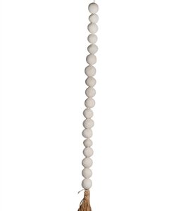 Paper Mache Beads w/Tassel White Dia 1.2”- ST - White