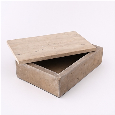 Travertine Rectangle Box Large Cream - Cream - Cream - Imagen 5