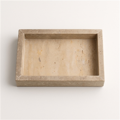 Travertine Rectangle Box Small Cream - Cream - Cream