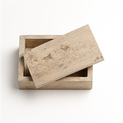 Travertine Rectangle Box Small Cream - Cream - Cream - Imagen 2