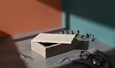 Travertine Rectangle Box Small Cream - Cream - Cream - Imagen 4