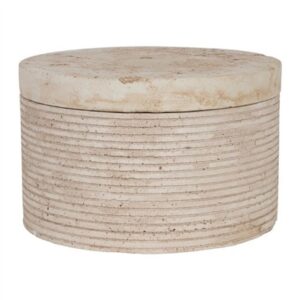 Travertine Large Round Box Cream - Cream