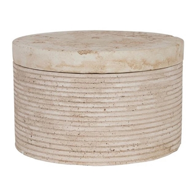 Travertine Large Round Box Cream - Cream