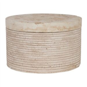 Travertine Small Round Box Cream - Cream